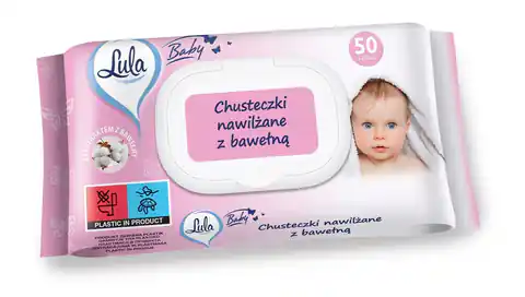 ⁨LULA Baby Chusteczki nawilżane dla niemowląt i dzieci - z bawełną 1op.-50szt⁩ w sklepie Wasserman.eu
