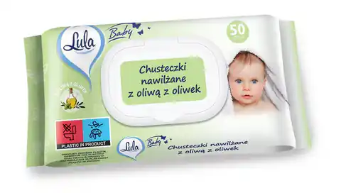 ⁨LULA Baby Chusteczki nawilżane dla niemowląt i dzieci - z oliwą z Oliwek 1op.-50szt⁩ w sklepie Wasserman.eu