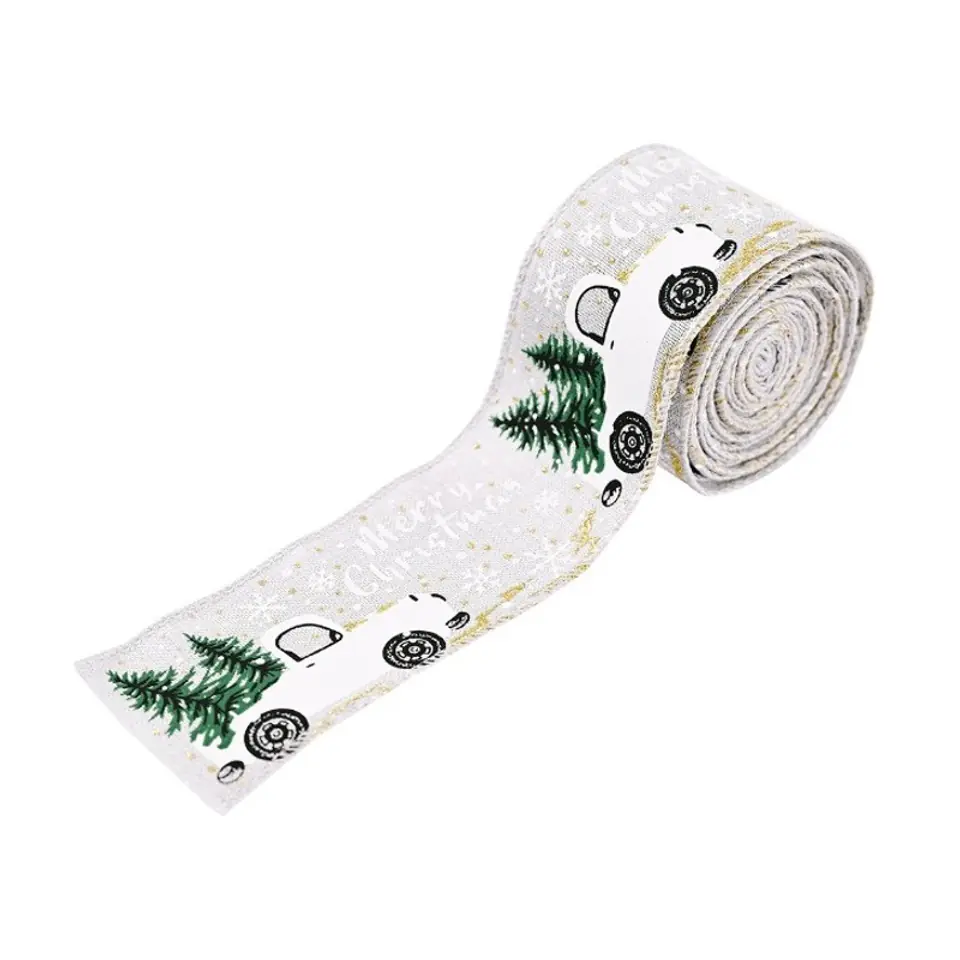 ⁨Taśma świąteczna Boże Narodzenie Beżowa 5cm x 5m KSN72⁩ w sklepie Wasserman.eu
