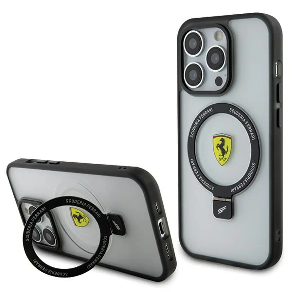 ⁨Ferrari FEHMP15LUSCAH iPhone 15 Pro 6.1" transparent hardcase Ring Stand 2023 Collection MagSafe⁩ w sklepie Wasserman.eu