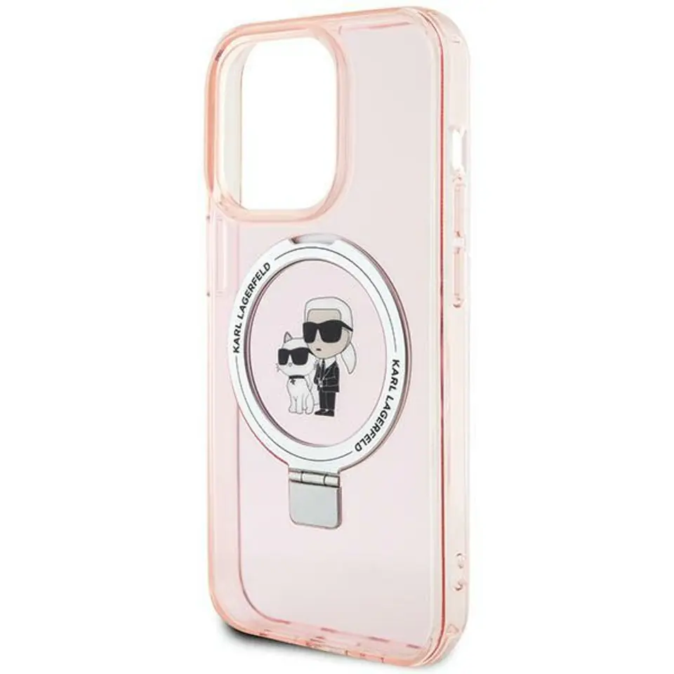 ⁨Karl Lagerfeld KLHMP15LHMRSKCP iPhone 15 Pro 6.1" różowy/pink hardcase Ring Stand Karl&Choupettte MagSafe⁩ w sklepie Wasserman.eu