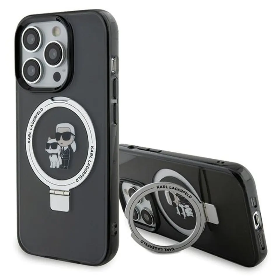 ⁨Karl Lagerfeld KLHMP15XHMRSKCK iPhone 15 Pro Max 6.7" czarny/black hardcase Ring Stand Karl&Choupettte MagSafe⁩ w sklepie Wasserman.eu