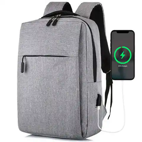 ⁨Plecak torba na laptopa 15,6" duży wodoodporny z portem USB Unisex 41x29x12cm do samolotu Alogy Backpack Szary⁩ w sklepie Wasserman.eu