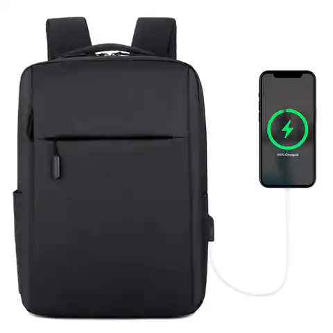 ⁨Plecak torba na laptopa 15,6" duży wodoodporny z portem USB Unisex 41x29x12cm do samolotu Alogy Backpack Czarny⁩ w sklepie Wasserman.eu