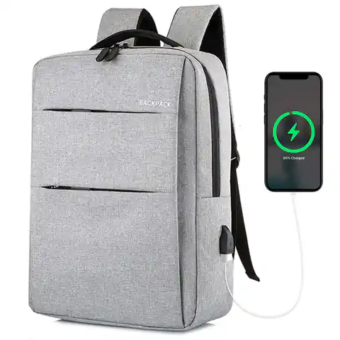 ⁨Plecak torba na laptopa 15,6" duży wodoodporny z portem USB Unisex 44x34x13cm do samolotu Alogy Backpack Szary⁩ w sklepie Wasserman.eu