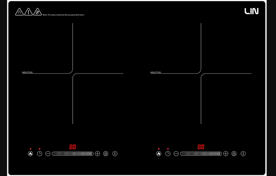 ⁨Induction hob LIN LI2H-180 cable with plug 1.2m 3200 W⁩ at Wasserman.eu