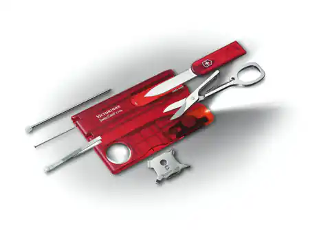 ⁨Zestaw Victorinox Karta SwissCard Lite z diodą , transparentny czerwony⁩ w sklepie Wasserman.eu