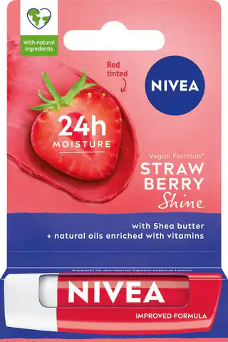 ⁨NIVEA Lip Care Pielęgnująca pomadka do ust - Strawberry Shine 4.8 g⁩ w sklepie Wasserman.eu