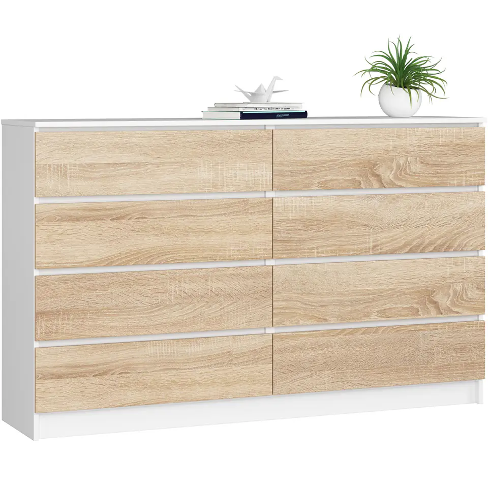 KOMODA K160 8SZ CLP PK BIAŁA / DĄB SONOMA w sklepie Wasserman.eu