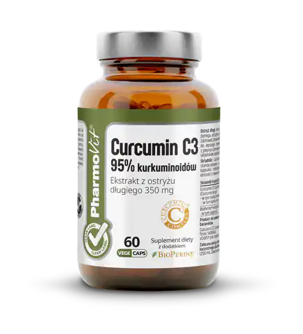 ⁨Curcumin C3 95% kurkuminoidów Ekstrakt z ostryżu długiego 350 mg - 60 kapsułek Vcaps® PharmoVit⁩ w sklepie Wasserman.eu