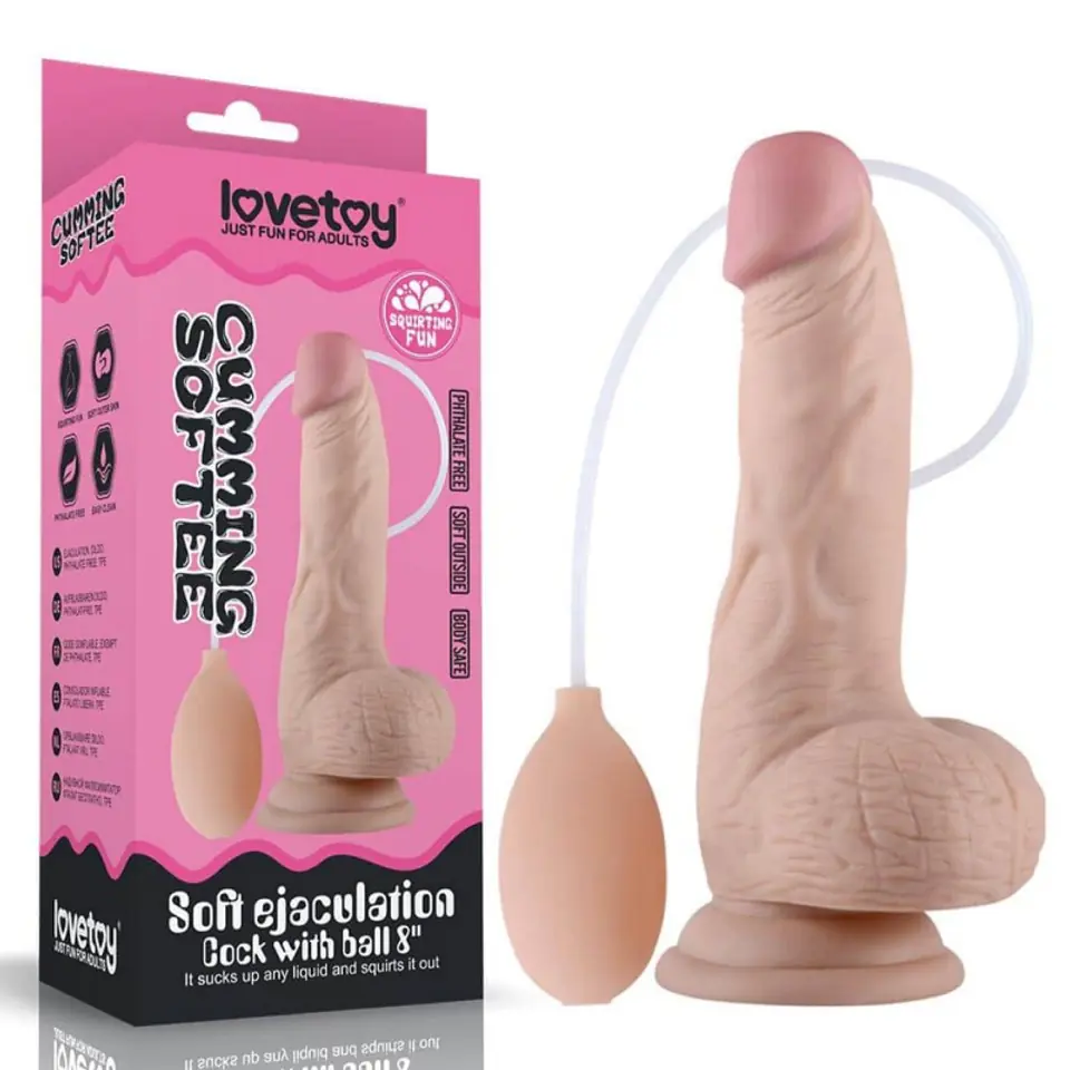 ⁨Dildo z przyssawką i z funkcją wytrysku 20,3 cm Lovetoy⁩ w sklepie Wasserman.eu