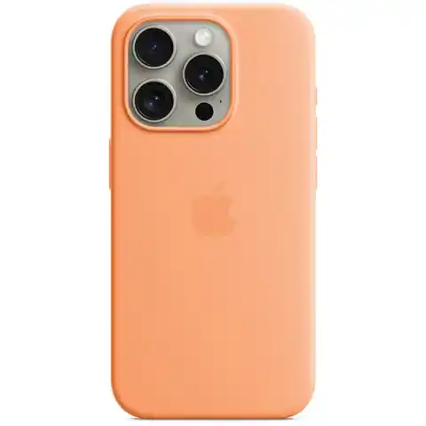⁨Etui Apple MT1W3ZM/A iPhone 15 Pro Max 6.7" MagSafe pomarańczowy/orange sorbet Silicone Case⁩ w sklepie Wasserman.eu