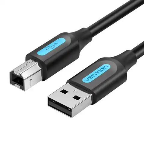 ⁨Kabel USB 2.0 A do B Vention COQBF 1m (czarny)⁩ w sklepie Wasserman.eu