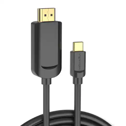 ⁨Kabel USB-C do HDMI 1.4 Vention CGUBG 4K 30Hz 1,5m (czarny)⁩ w sklepie Wasserman.eu