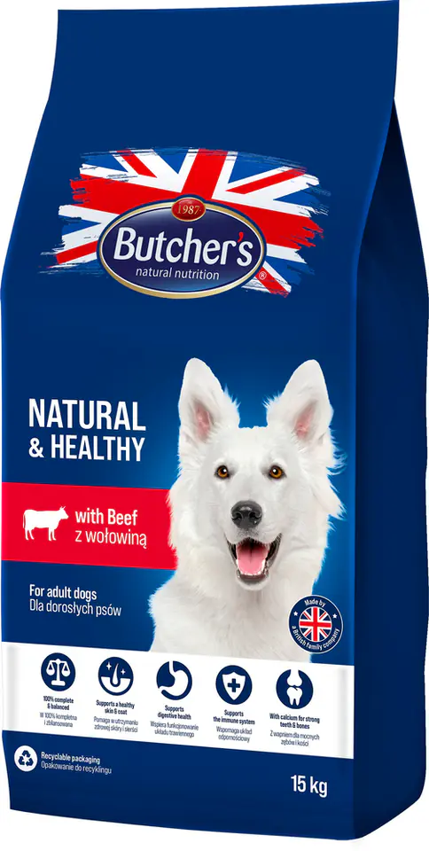 ⁨BUTCHER'S Natural&Healthy with beef - dry dog food - 15 kg⁩ at Wasserman.eu