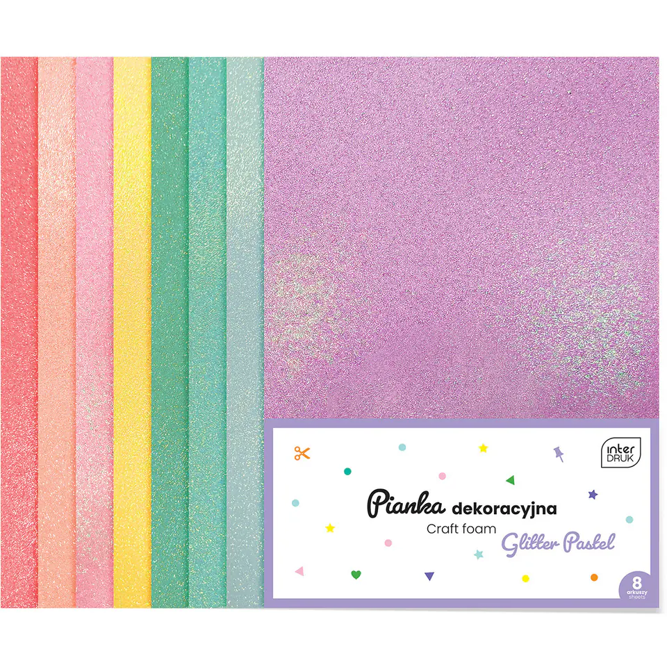 ⁨Pianka dekoracyjna 8szt. GLITTER PASTEL INTERDRUK⁩ w sklepie Wasserman.eu