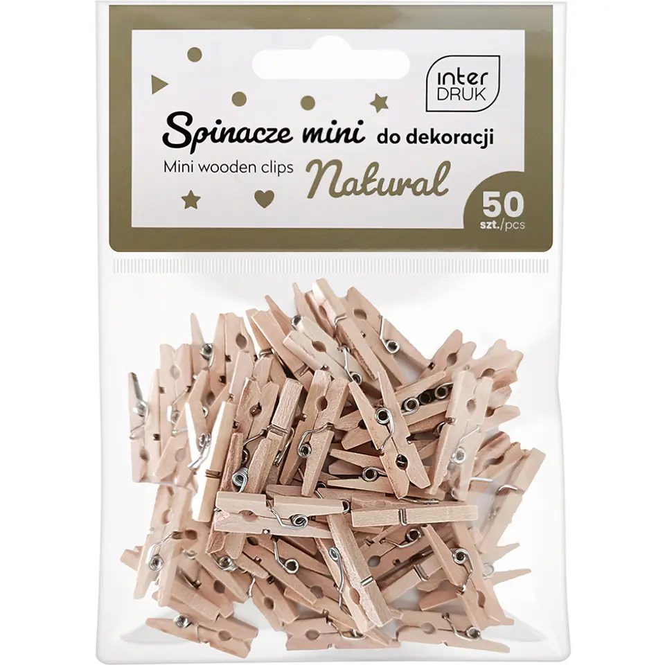 ⁨Naturalne spinacze do dekoracji MINI 50szt. INTERDRUK⁩ w sklepie Wasserman.eu