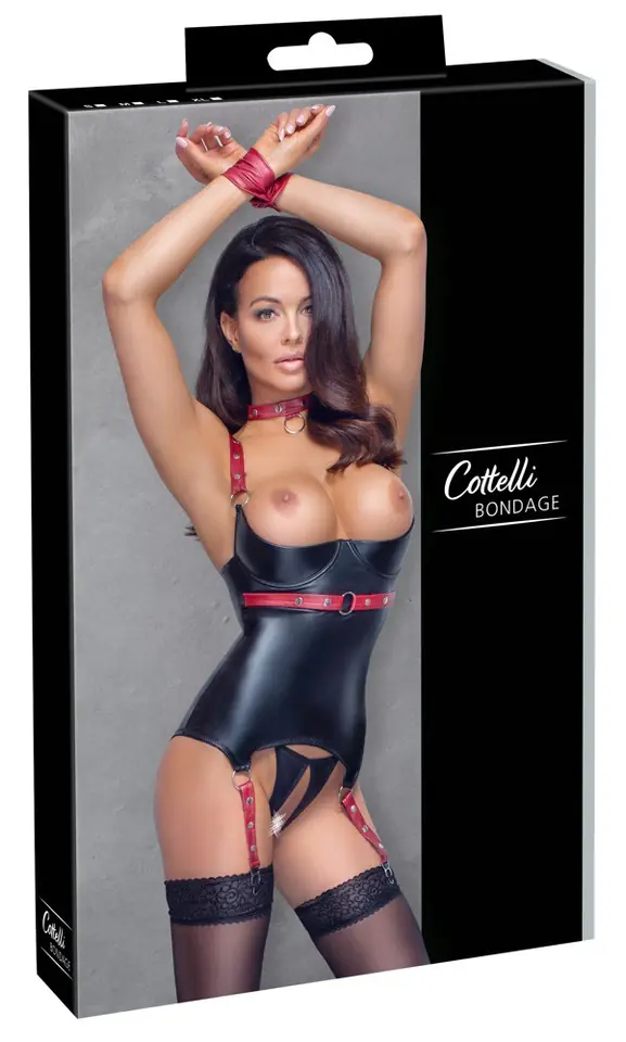 ⁨Komplet bielizny z pasem do pończoch Cottelli Bondage M⁩ w sklepie Wasserman.eu