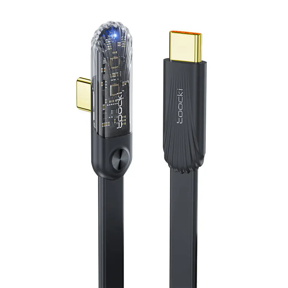 ⁨Kabel kątowy USB-C do USB-C Toocki, 1m, 100W (czarny)⁩ w sklepie Wasserman.eu