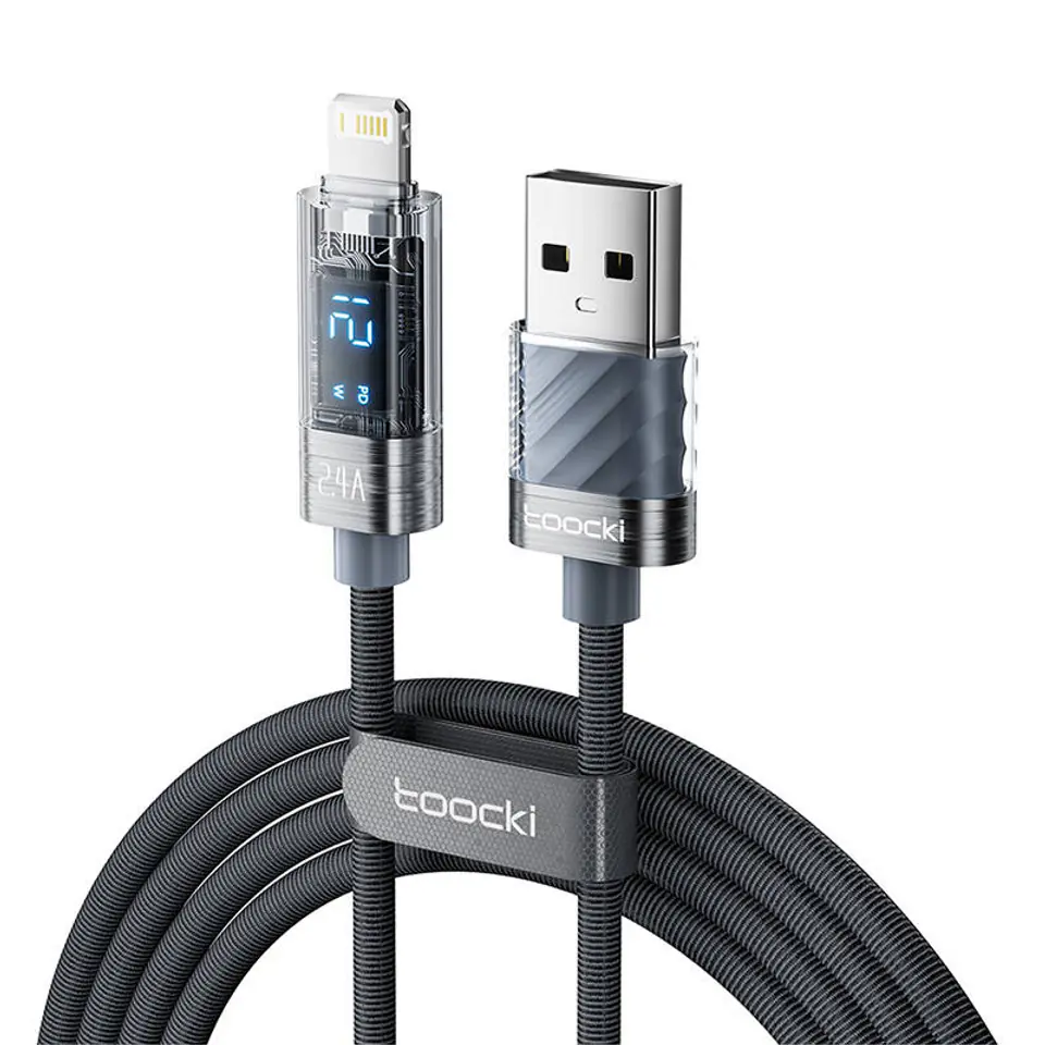 ⁨Kabel USB do Lightning Toocki, 1m, 12W (szary)⁩ w sklepie Wasserman.eu