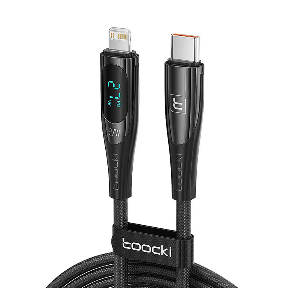 ⁨Kabel USB-C do Lightning Toocki, 1m, PD 27W (czarny)⁩ w sklepie Wasserman.eu