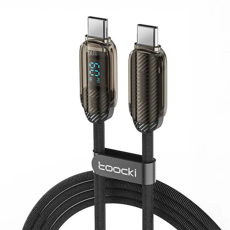 ⁨Kabel USB-C do USB-C Toocki, 1m, PD 60W (szary)⁩ w sklepie Wasserman.eu