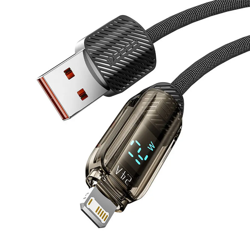 ⁨Kabel USB do Lightning Toocki, 1m, 12W (czarny)⁩ w sklepie Wasserman.eu