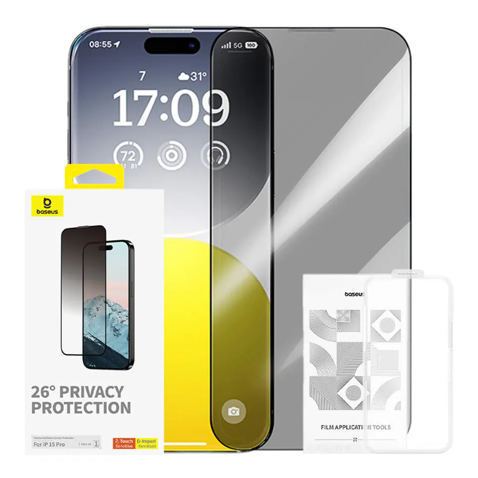 ⁨Szkło hartowane prywatyzujące Baseus Diamond iPhone 15 Pro⁩ w sklepie Wasserman.eu