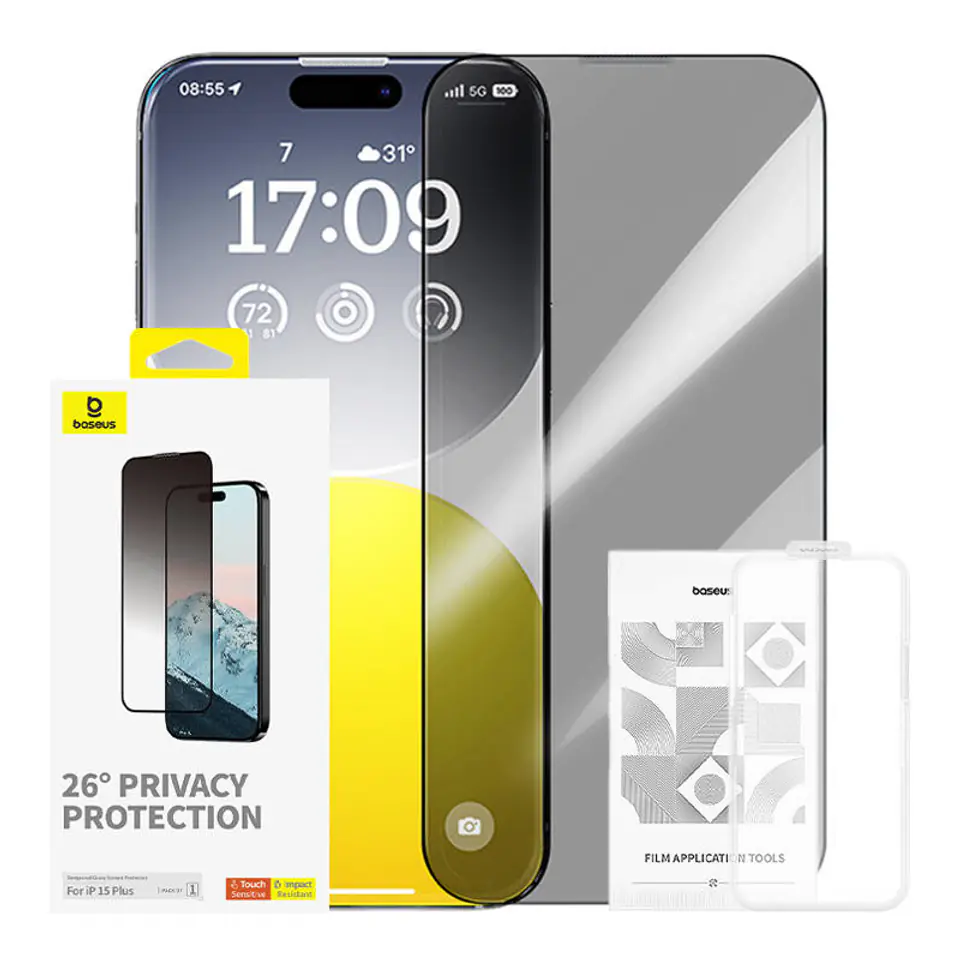 ⁨Szkło hartowane prywatyzujące Baseus Diamond iPhone 15 Plus⁩ w sklepie Wasserman.eu