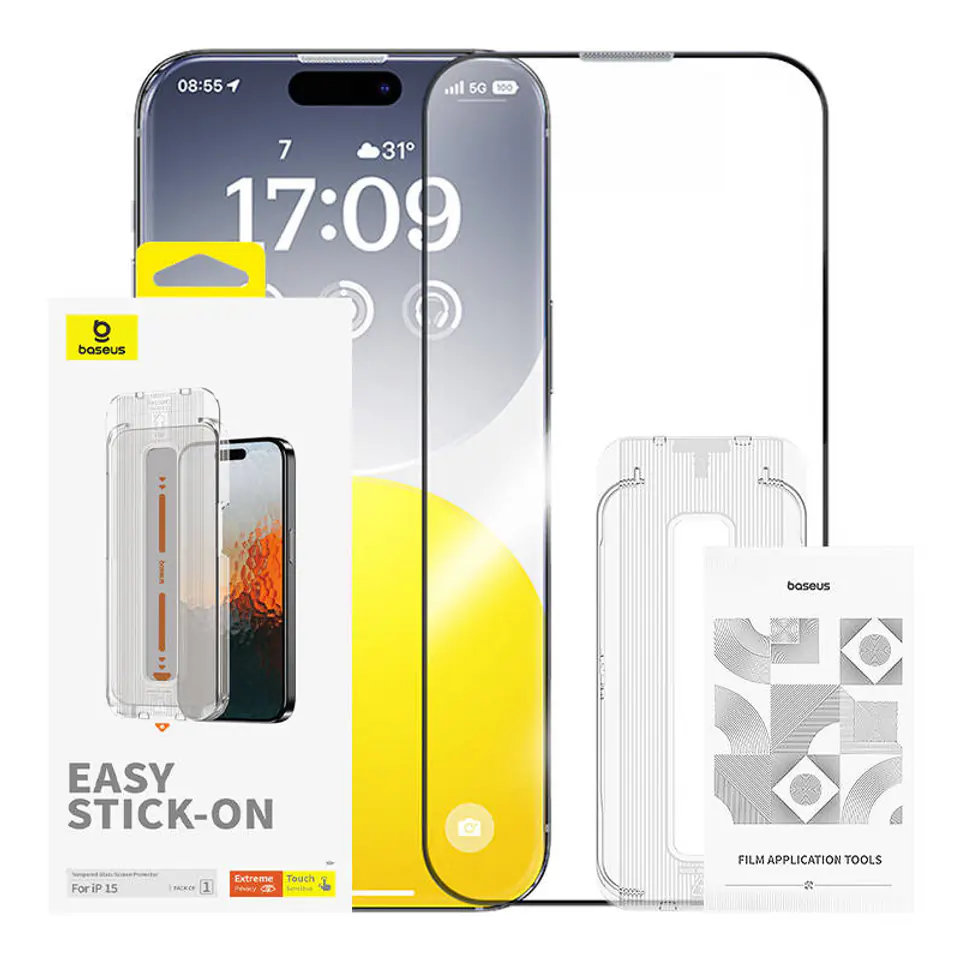 ⁨Szkło hartowane prywatyzujące Baseus Sapphire iPhone 15⁩ w sklepie Wasserman.eu