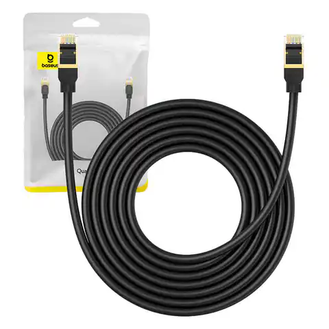 ⁨Kabel sieciowy kat. 8 Baseus Ethernet RJ45, 40Gbps, 5m (czarny)⁩ w sklepie Wasserman.eu
