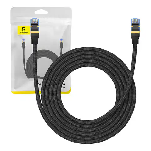 ⁨Kabel sieciowy w oplocie kat. 7 Baseus Ethernet RJ45, 10Gbps, 3m (czarny)⁩ w sklepie Wasserman.eu