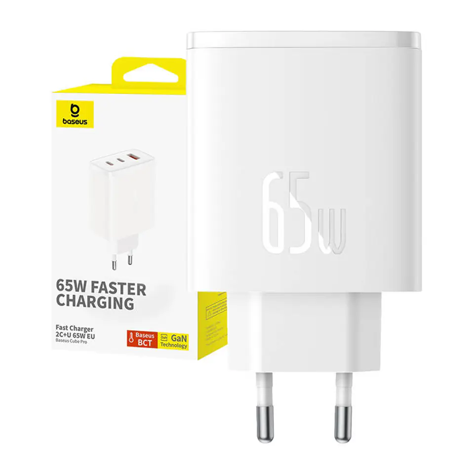 ⁨Baseus OS-Cube Pro P10152301213 65W wall charger with 2 USB-C PD and USB sockets white⁩ at Wasserman.eu