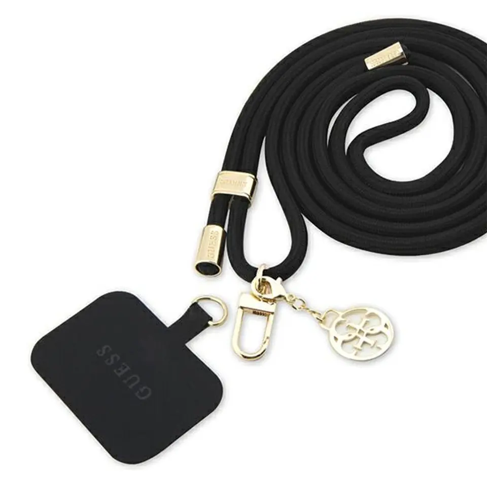 ⁨Guess GUOUCNMG4EK Universal CBDY Cord pasek czarny/black Nylon 4G Metal Charm⁩ w sklepie Wasserman.eu