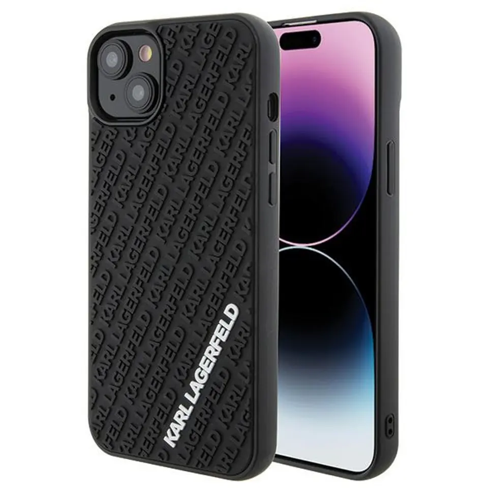 ⁨Karl Lagerfeld KLHCP15M3DMKRLK iPhone 15 Plus / 14 Plus 6.7" czarny/black hardcase 3D Rubber Multi Logo⁩ w sklepie Wasserman.eu