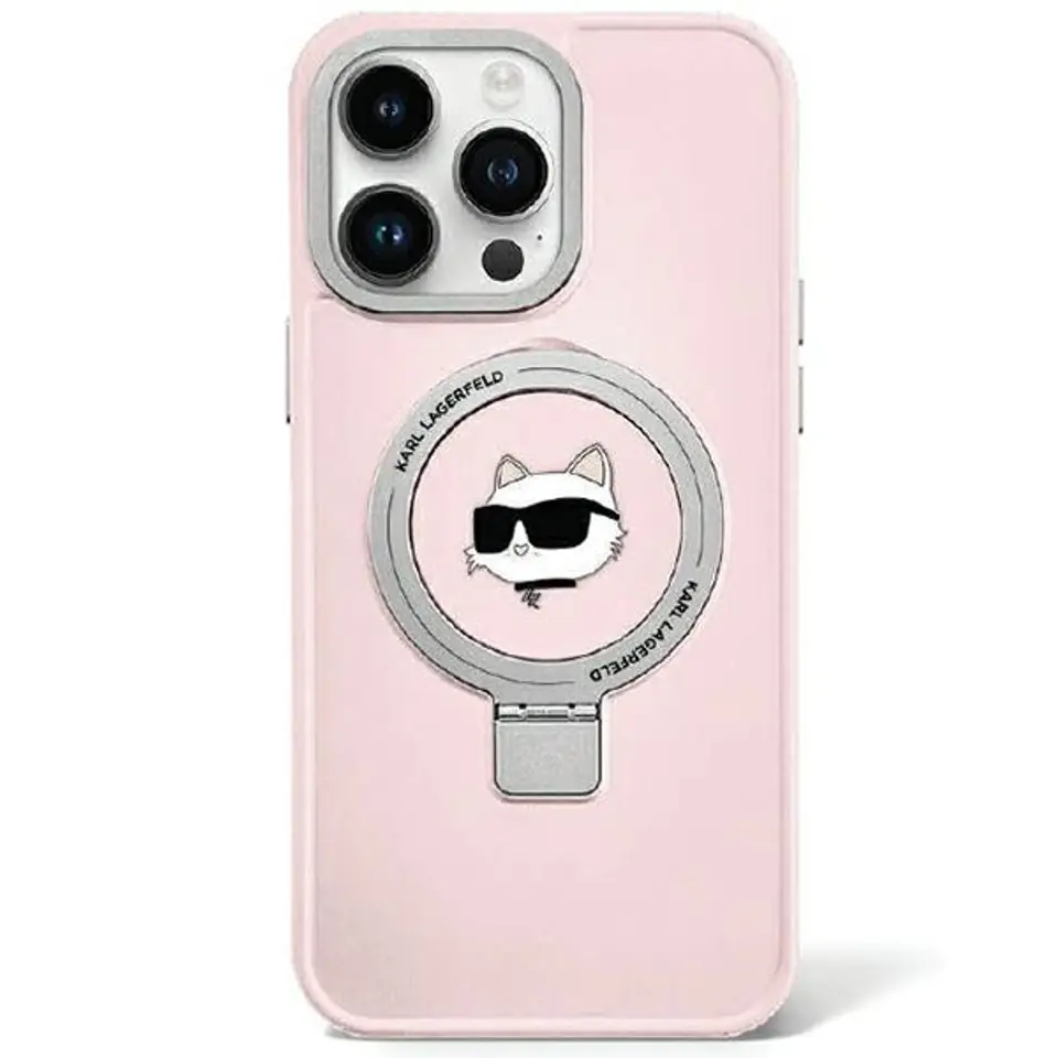 ⁨Karl Lagerfeld KLHMP15LHMRSCHP iPhone 15 Pro 6.1" różowy/pink hardcase Ring Stand Choupette Head MagSafe⁩ w sklepie Wasserman.eu