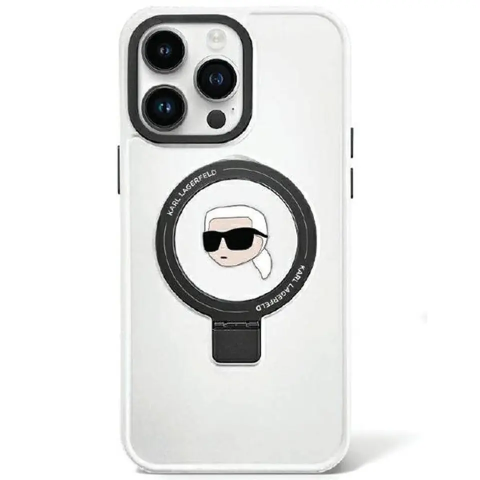 ⁨Karl Lagerfeld KLHMP15SHMRSKHH iPhone 15 6.1" biały/white hardcase Ring Stand Karl Head MagSafe⁩ w sklepie Wasserman.eu