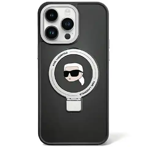 ⁨Karl Lagerfeld KLHMP15SHMRSKHK iPhone 15 6.1" czarny/black hardcase Ring Stand Karl Head MagSafe⁩ w sklepie Wasserman.eu