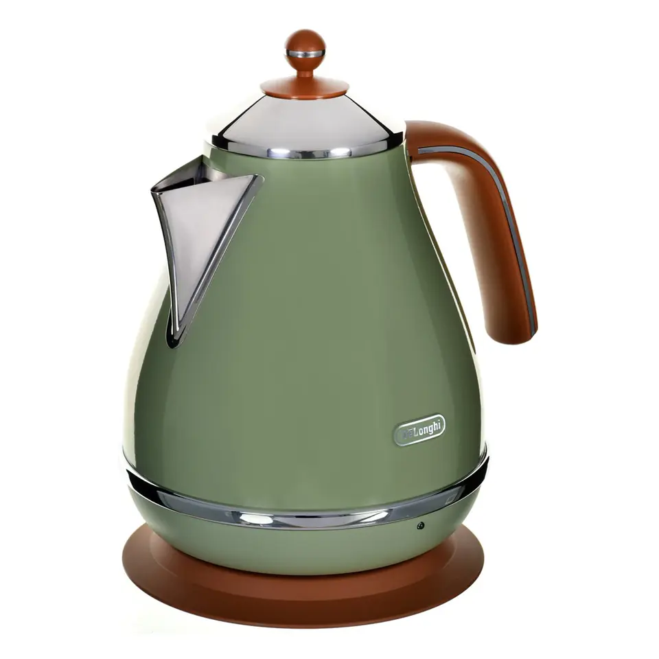 ⁨Czajnik elektryczny DeLonghi Icona Vintage KBOV 2001.GR (2000W 1.7l; kolor oliwkowy)⁩ w sklepie Wasserman.eu