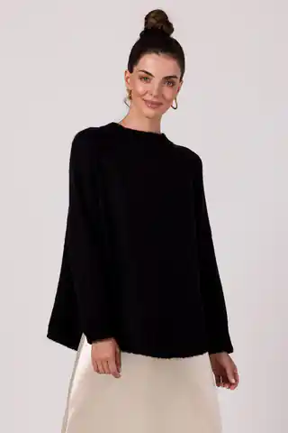 ⁨BK105 Sweter z nietoperzowymi rękawami - czarny (kolor czarny, rozmiar uni)⁩ w sklepie Wasserman.eu