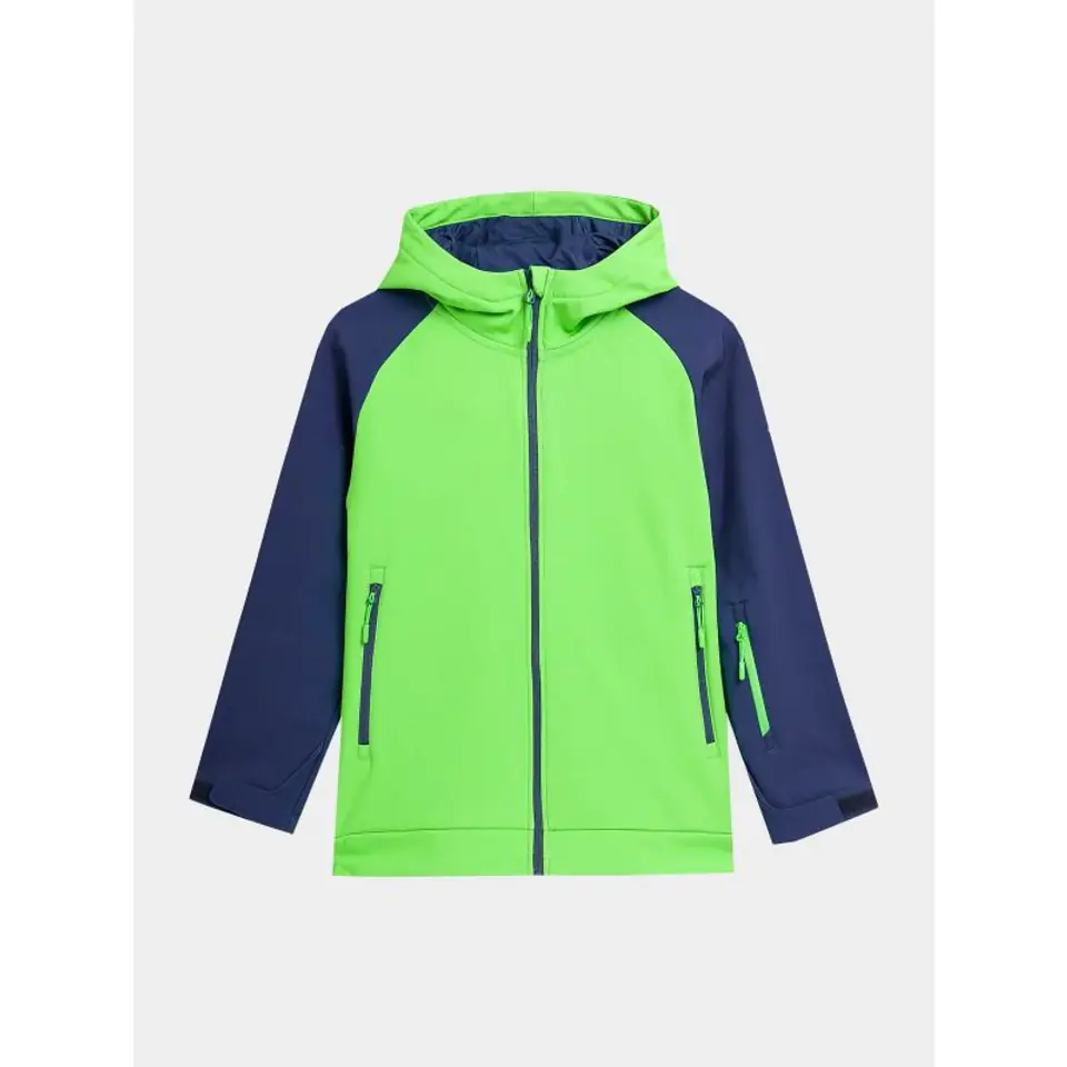 ⁨Kurtka softshell 4F Jr 4FJAW23TSOFM154 (kolor Zielony)⁩ w sklepie Wasserman.eu