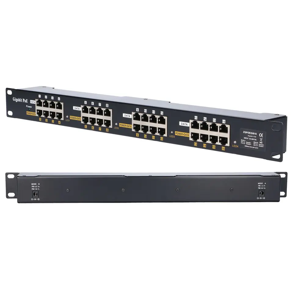 ⁨Extralink Gigabit PoE Injector 16 Port 16x 1000Mb/s RJ45, Rackmount⁩ at Wasserman.eu