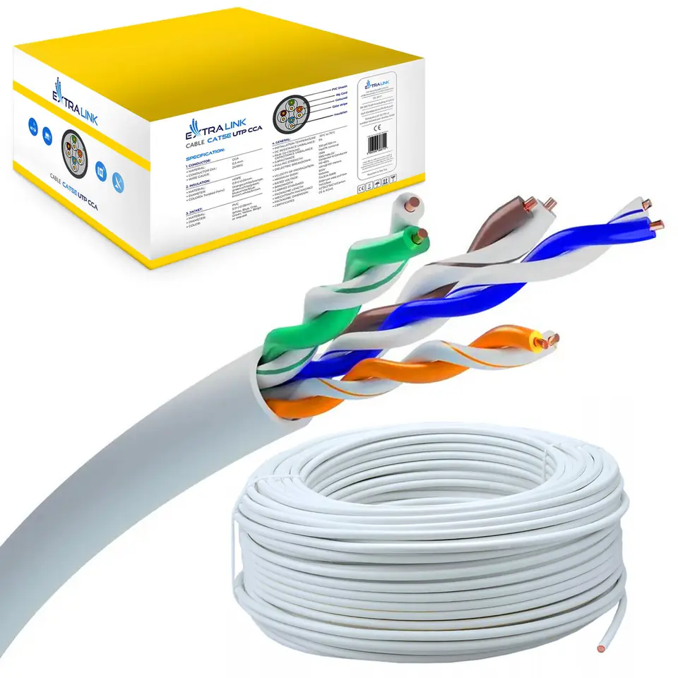 ⁨Extralink CAT5E UTP (U/UTP) V2 INDOOR TWISTED PAIR 100M networking cable Grey U/UTP (UTP)⁩ at Wasserman.eu