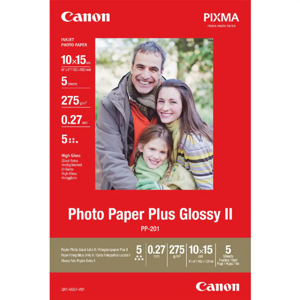 ⁨Canon Glossy Photo Paper, PP-201, foto papier, połysk, 2311B053, biały, 10x15cm, 4x6", 275 g/m2, 5 szt., niewymieniono⁩ w sklepie Wasserman.eu
