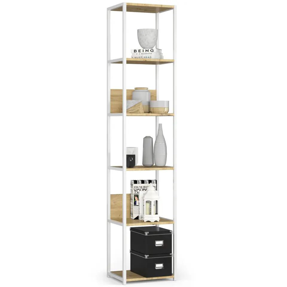 REGAŁ METALOWY LOFT 400 BIAŁY/DĄB ARTISAN w sklepie Wasserman.eu