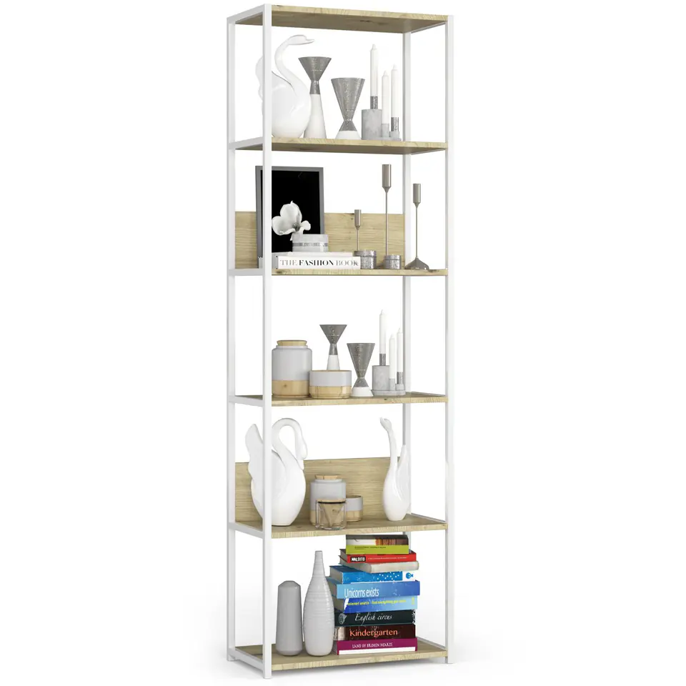 REGAŁ METALOWY LOFT 600 BIAŁY/DĄB ARTISAN w sklepie Wasserman.eu
