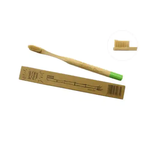 ⁨Bambusowa szczoteczka do zębów Mohani - zielona, włosie miękkie, profilowane⁩ w sklepie Wasserman.eu