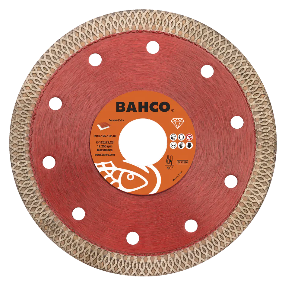 ⁨Tarcza diamentowa 115 x 1.2 x 22.23mm ciągła 10mm obrzeże do ceramiki BAHCO⁩ w sklepie Wasserman.eu