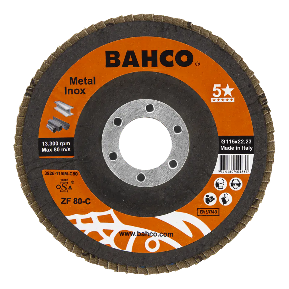 Tarcza lamelkowa płaska 100% cyrkonu 115 mm P60 BAHCO (20 szt.) w sklepie Wasserman.eu