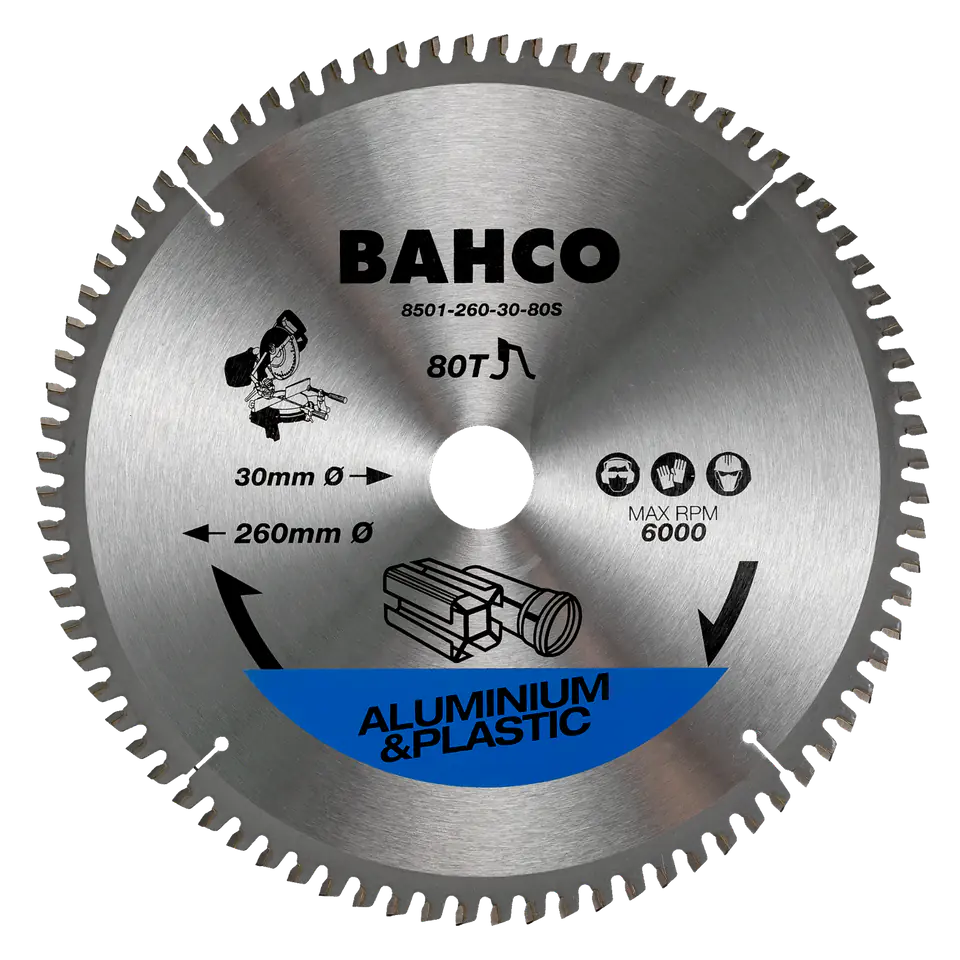 ⁨Piła tarczowa do aluminium i tworzyw 250 mm 80 zębów BAHCO⁩ w sklepie Wasserman.eu